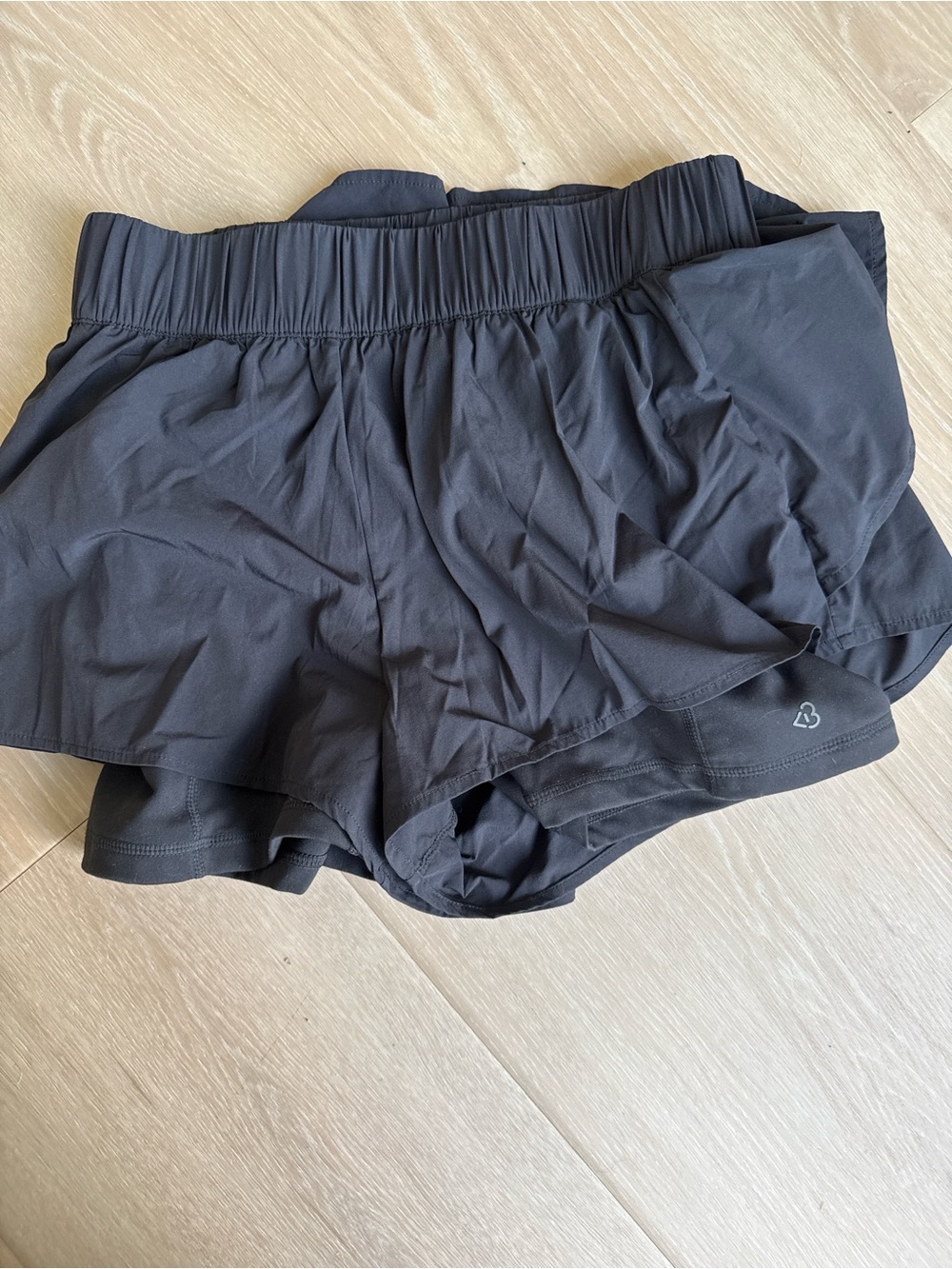 Women's Black Athletic Skirt-Style Running Shorts with Built-In Liner